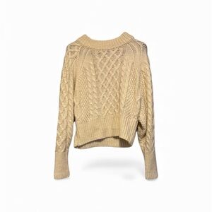 She and Sky Cream Cable Knit Turtleneck Sweater